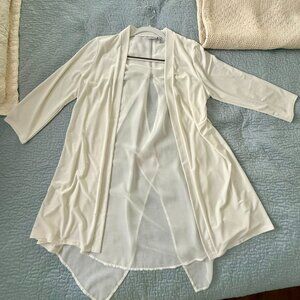 HSN | Nina Leonard Ivory Flowing Jacket with Sheer Back | Size M